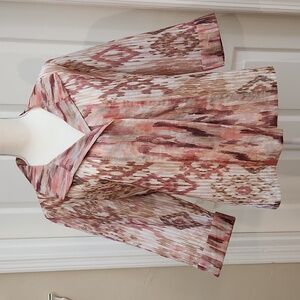 Chico's Women's Open Jacket Pink/Coral/Brown Not lined, thin. Size 2=14